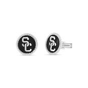 USC Trojans Oxdized Sterling Silver SC Interlock with Rope Border Cufflinks
